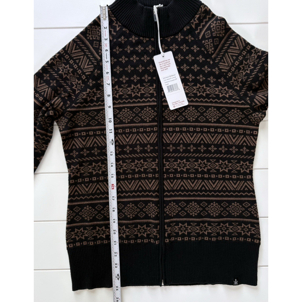 Krimson Klover Nordic Fair Isle Full Zip Yorkshire Sweater Jacket Black Brown M - Picture 12 of 12